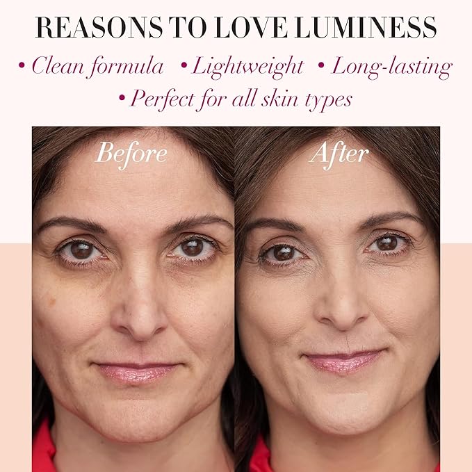 LUMINESS Silk Airbrush Spray Foundation & Buffing Brush Kit – Full Coverage Foundation & Dual-Sided Buffing Brush - Buildable Coverage, Anti-Aging Formula Hydrates & Moisturizes - Neutral Fair