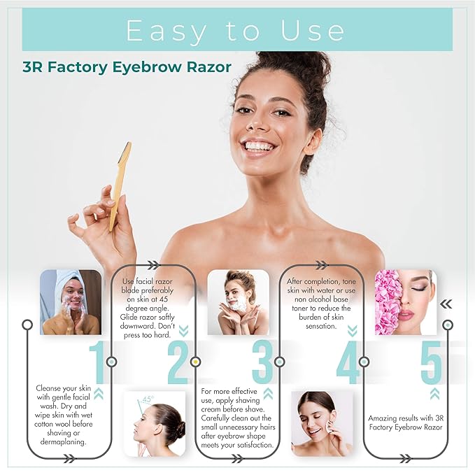 Womens Peach Fuzz Shaver - 3R Factory Ladies Razors for Facial Hair, Face Shaving Razor, Lady Razors for Women Fine Hairs, Eyebrow, Facial & Neck. Come with Safety Cover (Packs of 6)