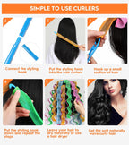 42 Pieces Heatless Waves Hair Curler, No Heat Damage Wavy Hair Curlers with 2 Sets of Styling Hooks, Heatless Curls for Women Girls Long Medium Short Hair(4 Colors,30cm/ 11.8")