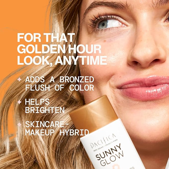 Pacifica Sunny Glow Liquid Face Bronzer Drops - Face Makeup Bronzing For Face & Cheeks for Instant Sun-Kissed Glow - Vitamin C & Glycolic Acid Infused Liquid Bronzer Illuminating Highlighting Clean