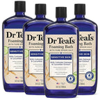 Dr Teal's Foaming Bath with Pure Epsom Salt, Sensitive Skin with Colloidal Oatmeal & Cucumber, 34 fl oz (Pack of 4)