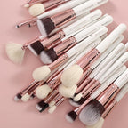 Pro makeup Artist Brushes Set 32Pcs Luxury Goat Hair Horse hair Makeup Brush Set eye and face brushes for every possibility By Bueart Design (Pearl White)