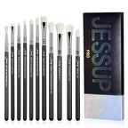 Jessup Eyeshadow Brush Set 11pcs Eye Makeup Brushes Set Professional Eye Shadow Brush Blending Brush Shader Crease Brush Black T340