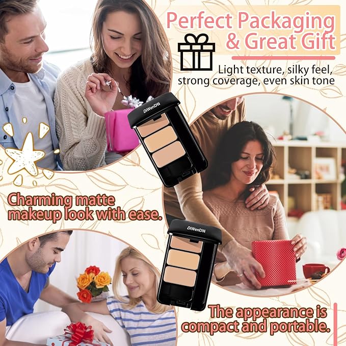 3 Colors Corrector Palette,Moisturizing Long Lasting Waterproof Cream