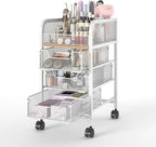 Rolling makeup cart organizer, 4-tier