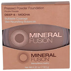 Mineral Fusion Pressed Powder Foundation, Deep 6 - Deep Skin w/Cool Undertones, Age Defying Foundation Makeup with Matte Finish, Talc Free Face Powder, Hypoallergenic, Cruelty-Free, 0.32 Oz