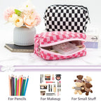 Pazimiik checkered makeup bag for