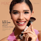 Jessup Travel Makeup Brushes Set 3pcs, Double Sided Contour Brush Dual Ended Eye Shadow Shader Eyeliner Brush, Multi-functional Makeup Set Peach Dust T507