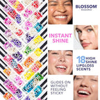 Blossom Roll on Lip Gloss, Scented Clear High Shine Moisturizing Lip Oil, Non Sticky, Infused with Real Flowers, Made in USA, 0.2oz, Mint