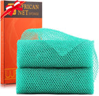 UJFQBH 2 Pieces African Bath Sponge African Net Long Net Bath Sponge Exfoliating Shower Body Scrubber Back Scrubber Skin Smoother,Great for Daily Use (Green)