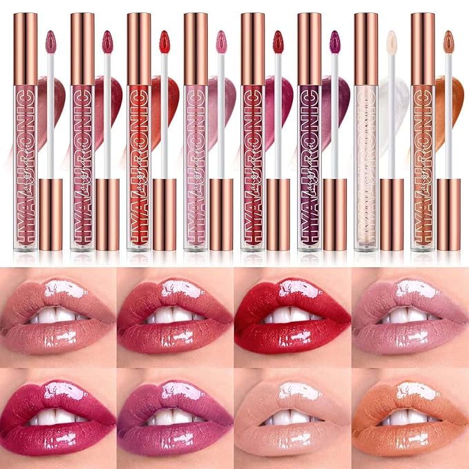 Honey Lip Gloss Lip Plumper Gloss Glitter Tinted Lip Plumping Lip Gloss for Girls Teens Plumper Long Lasting Moisturizing Lip Oil Shimmer Natural Sparkly Lipgloss Lip Balm for Women(05#)
