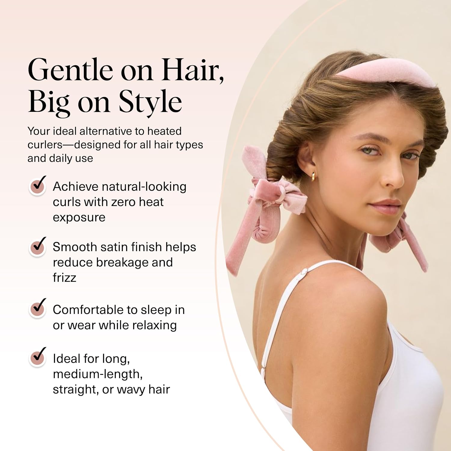 Kitsch Velvet Heatless Curling Set – Hair Curler to Sleep In for Heatless Curls Overnight - Heatless Hair Curler for Women – No Heat Damage Hair Styling Tool with 2 Velvet Scrunchies – Terracotta