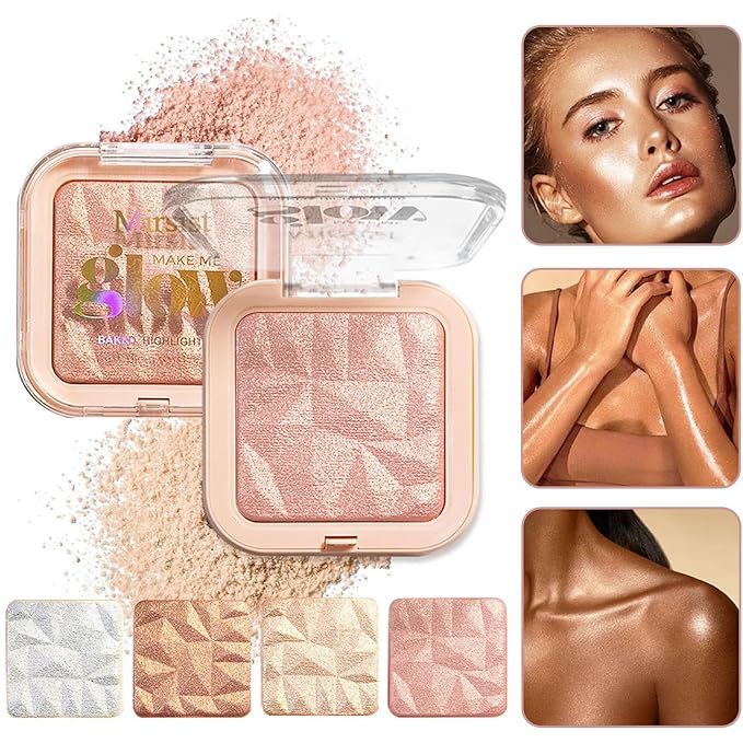 4 Colors Diamond Shimmering Powder, High Glossy Face Highlighter Eyeshadow