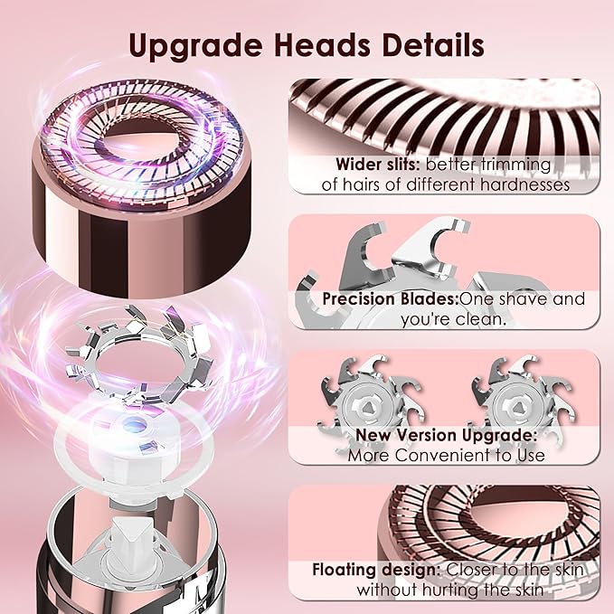 Gurelax Replacement Heads for Flawless Finishing Touch Facial Hair Remover, Gen 3 Replacement Blades for Women, New Version 18K Gold Replacement Blades Refill (2pcs)