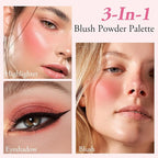 3 Colors Blush Palette, Blush and Highlighter Palette, Glowing Makeup