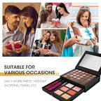 All in One Makeup Kit,Makeup Palette Includes 30 Color Eyeshadow, 2 Color Highlighter，2 Color Pressed Powder，2 Color Blusher，2 Pcs lip gloss，1 Pcs Eyepencil, Mirror,Makeup Gift Set for Women (017N)
