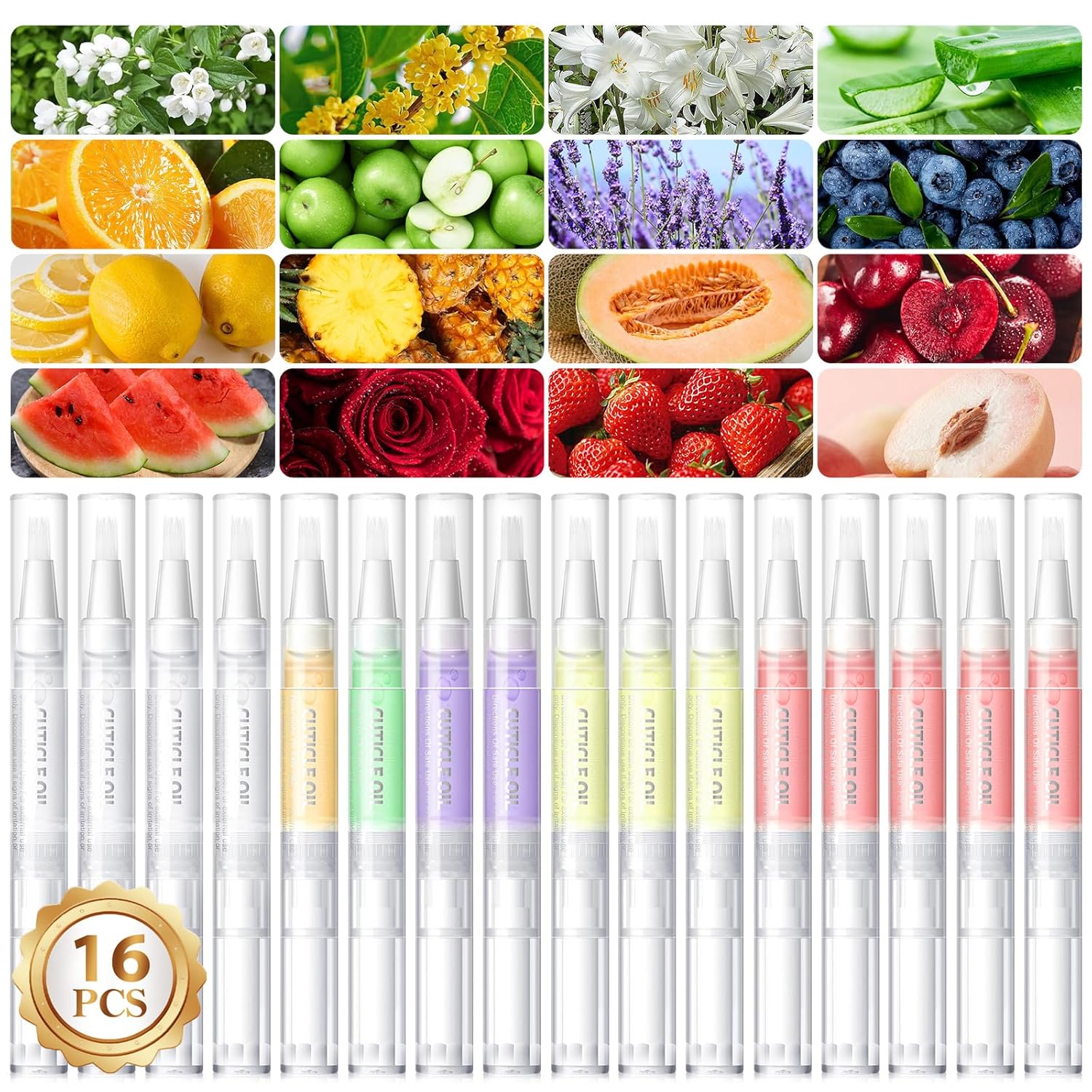 COSCELIA 16 pcs Cuticle Oil Pens Bulk for Nails Cuticle Revitalizer Oil Pens Set Nail Care Nourishment Treatment Moisturized Repair Pen Manicure Tools for Gel Nails