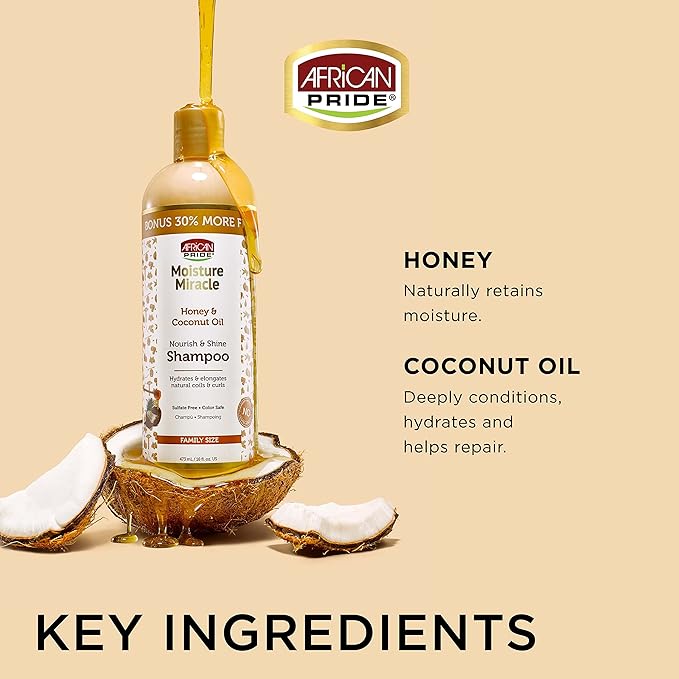 African Pride Moisture Miracle - For Natural Coils & Curls, Nourishes & Shines, Sulfate Free, Color Safe (16 Oz (3-in-1 Set))