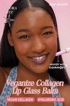 SELF BEAUTY Veganize Collagen Lip Glass Balm - Hydrating Lip w/Hyaluronic Acid - Vegan Korean Lip Balm Moisturizing Lip Care – Lip Gloss Repair for Dry Cracked Lips 0.06 oz (#11 Aurora Glitz)