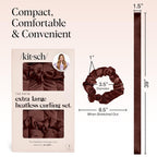 Kitsch XL Satin Heatless Curling Set – Heatless Hair Curler for Women, Hair Curler to Sleep In - with 2 Satin Scrunchies for Overnight Curls – No Heat Damage Styling with Heatless Curler - Chocolate