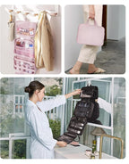 BAGSMART Travel Toiletry Bag with Jewelry Organizer, Hanging Travel Bag for Toiletries, Puffy Makeup Cosmetic Bag Organizer, Carry-on Travel Accessories Essentials, Purple-L