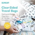 Bumkins Travel Bag, Toiletry, TSA Approved Pouch, Zip Bag, Quart Size Airline Compliant, Clear-Sided, Baby, Diaper Bag Organization, Makeup, Accessories, Packing, Set of 3 Sizes, Black Hearts