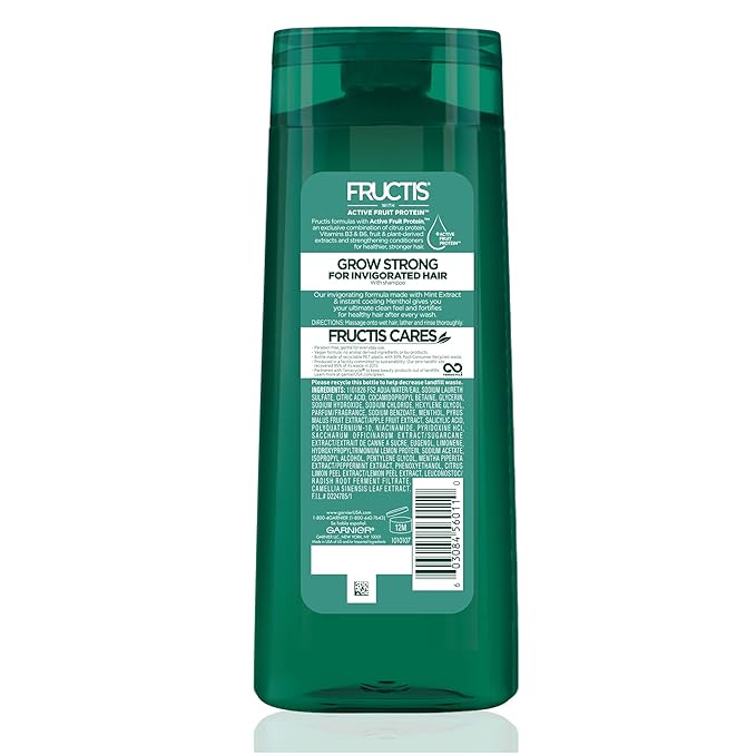 Garnier Hair Care Fructis Deep Clean Grow Strong Cooling Shampoo for Men for Invigorated Hair, 22 Fl Oz