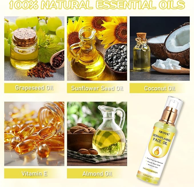 Dermaplaning Kit, Dermaplane Oil with Dermaplaning Tools, Shave Oil for Women, Softens Area Pre Shave & After Shave, Use with Face Razor, Face Shaver, Eyebrow Razor, Microblade