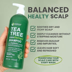 Tea Tree Oil Shampoo MaxTherapy, Itchy Scalp Relief, Refreshes & Cleanses Dandruff & Buildup, Clarifying for Oily Hair, Women & Men, 16 fl oz