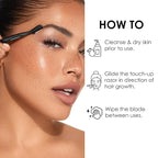 Japonesque Brow Touch Up Razors with Ultra-Sharp Stainless Steel Blades, for Removal of Unwanted Facial Hair and Peach Fuzz, Protective Blade Cover for Safe Storage Included