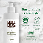 Bulldog Mens Skincare and Grooming 2-in-1 Shampoo and Conditioner, Alpine, 12 Fluid Ounces