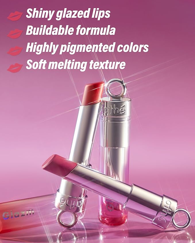 ATHE Glazm Lipbalm Stick - Vegan Glow Korean Lip Balm - Plumping, Volumizing & Highly Pigmented Lipstick - Soft Melting, Buildable Formula - Plant-Derived, Cruelty-Free, 0.12oz. (06 Warmstomizing)