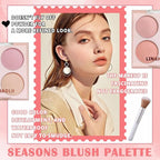 4 Colors Blush Palette for Cheeks,Face Matte Contour Blush Makeup Palette,Buildable Shimmer Facial Cheek Blusher Shades,Blendable Cosmetic Makeup Blush with Blush Brush 03