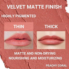 Oulac Nude Matte Lipstick for Women, Lipstick & Blush Duo, Peach Creamy Soft Satin Finish Lipsticks, Moisturising Formula, Rich Color Lightweight Lip Balm, Rose Oil, Vegan & Cruelty-Free| 3.6g (Y08)