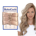 RobeCurls Heatless Hair Curler Set - Satin Curling Headband for Natural, No-Heat Curls - Sleep in Overnight Styling Tool with 2 Scrunchies - Easy & Gentle on Hair (Cream)