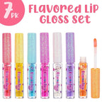 7pc Fruity Flavored Lip Gloss Set - Lip Gloss in Assorted Fruity Flavors, Non Toxic Makeup for Kids & Teens