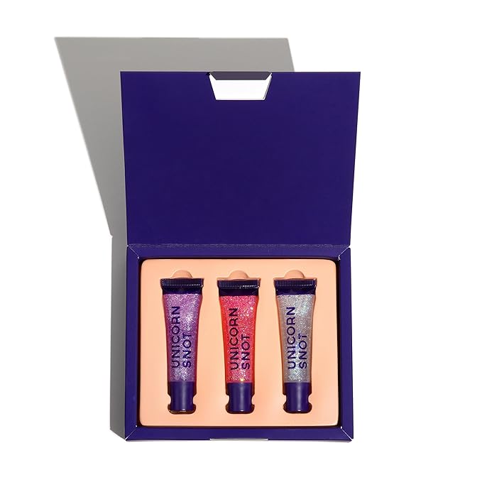 UNICORN SNOT Glitter Lip Gloss - Sparkly Lip Shine - Stocking Stuffers for Women, Gifts for Teen Girls - Vegan & Cruelty-Free Non-Sticky Formula Gloss Glitter Makeup - Original Set of 3