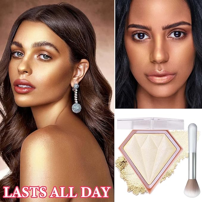 Face Glitter Blush Shimmer Waterproof Highlighter Blusher Powder,Facial