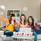 72 Pcs Sports Team Gifts Include 12 Makeup Bags 12 Lip Balm 12 Lip Balm Holder 12 Necklace 12 Adjustable Bracelet 12 Mirrors for Sports Lovers Players Party Favors (White, Volleyball)