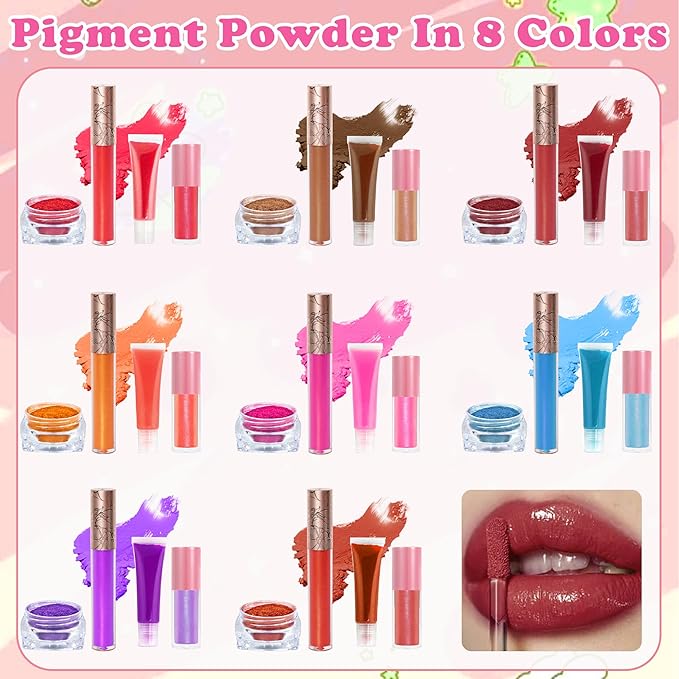 BRIPATI DIY Lip Gloss Making Kit, 46PCS DIY Lip Gloss Kit to Make Your Own Lip Gloss, Moisturizing Lip Glaze Handmade Set, Beginner Lip Gloss Kit, Lip Gloss Making Supplies Set for Women Girls