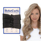 RobeCurls Heatless Hair Curler Set - Satin Curling Headband for Natural, No-Heat Curls - Sleep in Overnight Styling Tool with 2 Scrunchies - Easy & Gentle on Hair (Black)