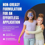 Professional Face Painting Palette - Skin Friendly Face Paint Kit - Cruelty-Free & Vegan Water Based Face Paint Makeup for Theatre, SFX & Halloween- 8 Colors 5g Each- Splashes & Spills- Regular Colors