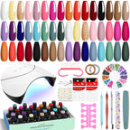VANREESA 42 Pcs Gel Nail Polish Kit with U V Light 24 Colors Gel Polish Nail Kit Base Coat Glossy & Matte Top Coat Complete Nail Kit with Manicure Tools Gifts for Women Girls