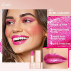 Oulac 3PCS Pink Lipstick Set | Metallic Lipstick, Moisturizing Lipstick, Lip Liner Stick | Smooth & Vegan | Ideal for Makeup Enthusiasts