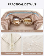 BAGSMART Travel Makeup Bag, Cosmetic Bag Make Up Organizer Case,Large Wide-open Pouch for Women Purse for Toiletries Accessories Brushes