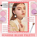 4 Colors Blush Palette for Cheeks,Face Matte Contour Blush Makeup Palette,Buildable Shimmer Facial Cheek Blusher Shades,Blendable Cosmetic Makeup Blush with Blush Brush 02
