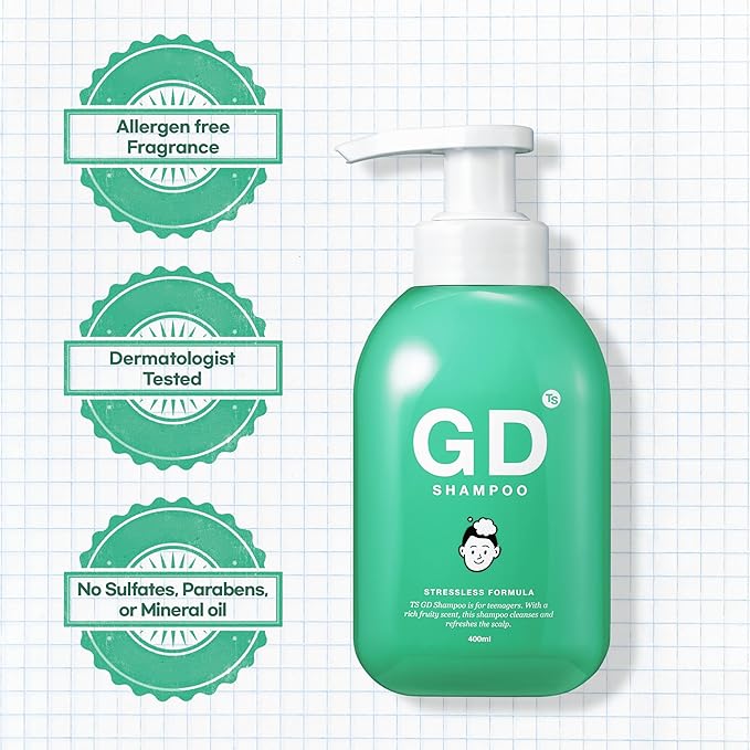 TS GD Shampoo for Teens | Korean Anti-Dandruff Shampoo for Oily & Itchy Scalp | Fruity Allergy-Free Scent | Sulfate-Free Gentle Hair Care (14.1 Oz)