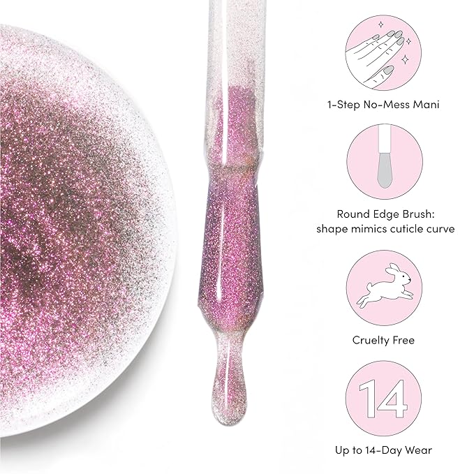 Dashing Diva One Gel Color & Magnetic Topper Duo - Diamante - Marshmallow & Iridescent Glitter Topper - 3-in-1 Base Coat, Nail Color & Top Coat - Gel Nail Polish Set