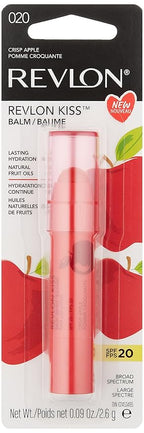 Revlon Lip Balm, Kiss Tinted Lip Balm, Face Makeup With Lasting Hydration, SPF 20, Infused With Natural Fruit Oils, 030 Crisp Apple, 0.09 Oz