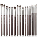 Jessup Eye Makeup Brushes Set Professional 15pcs Brown Eyeshadow Brush Eyebrow Concealer Eyeliner Blending Brush for Makeup Premium Synthetic Eye Brush Set, T499